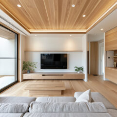 壁付け大型モニターのあるシアタールーム